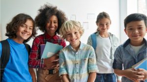 group of happy resilient middle schoolers